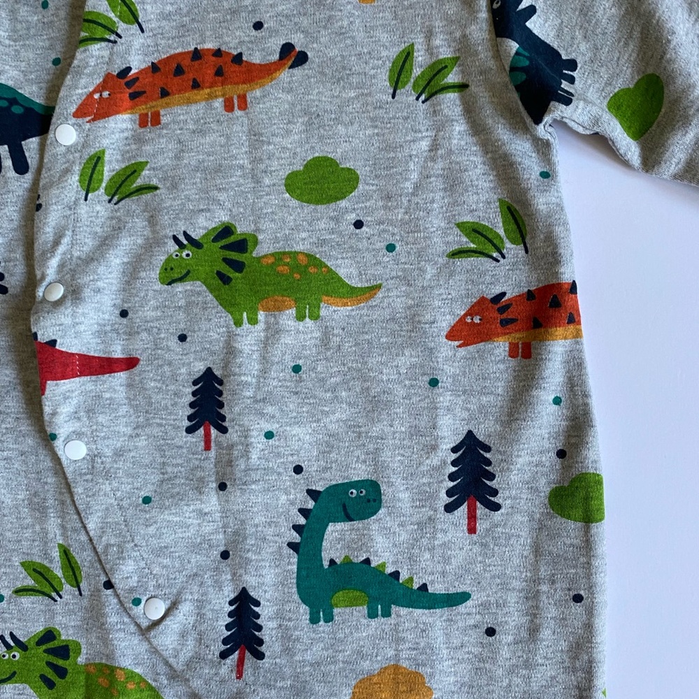 Gray Dinosaur Print Jumpsuit Size Newborn - 3 Months - Picture 5 of 9